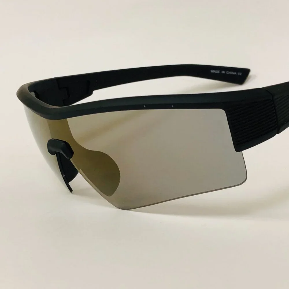 Men Sunglasses Gold Mirror Lens Sports Shades Retro Style Classic Helf Rim Lente